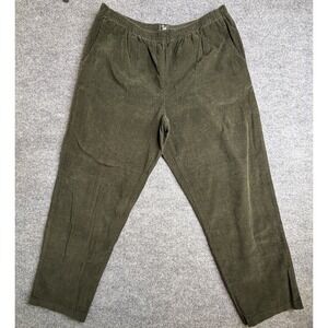 Ms Lee Pants Womens 18W Green Corduroy Soft Comfy Casual Straight Leg Minimalist